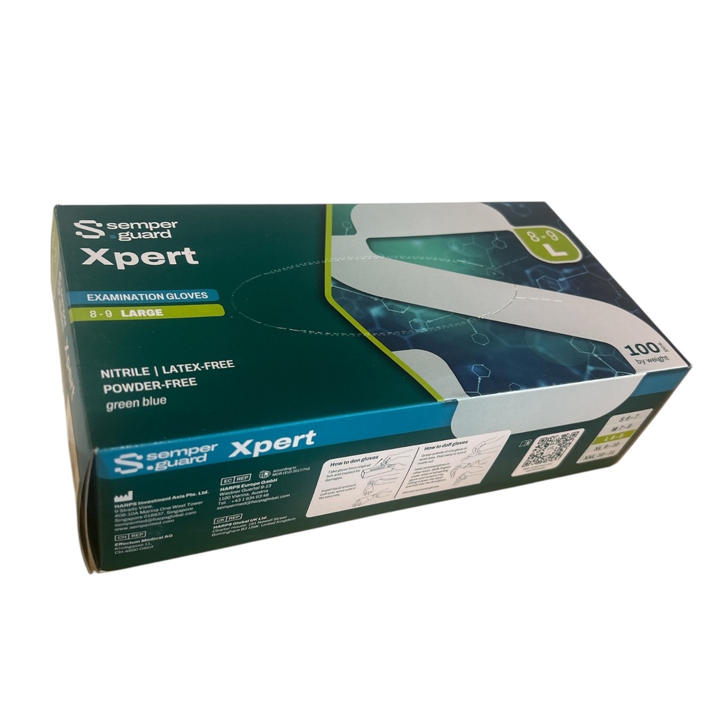Nitrile Gloves (L) Semperguard Xpert blue, 100 pcs/pack