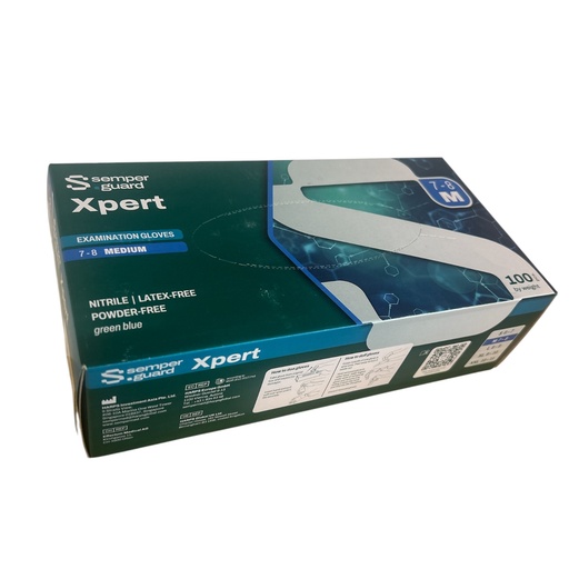 [702140] Nitrile Gloves (M) Semperguard Xpert blue, 100 pcs/pack